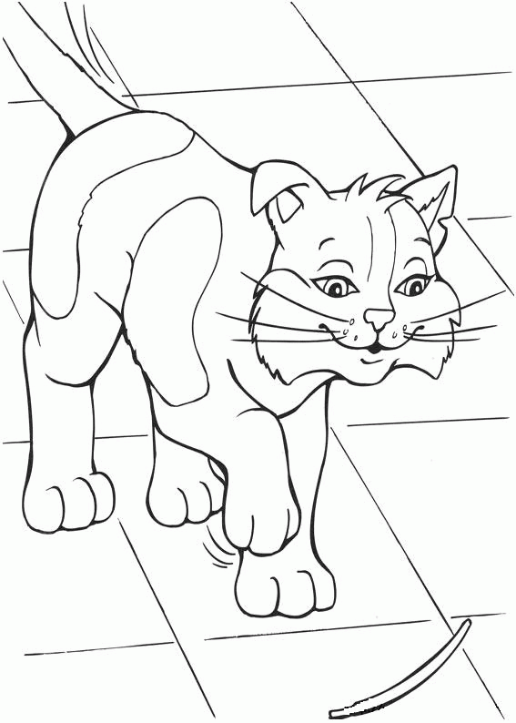 Kolorowanka z uroczym kotkiem do druku - zabawa i rozwój wyobraźni kolorowanka do druku